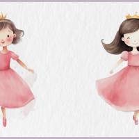 Kleine Pinke Prinzessin PNG Clipart Bundle - 10 Aquarell Bilder, Transparenter Hintergrund, Kinder Dekoration Bild 8