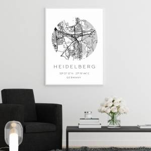 Poster HEIDELBERG STADTPLAN mit Koordinaten | Heimatstadt | Stadtposter | Personalisiert | Map | Karte Geschenk | Kunstd Bild 2