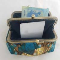 Geldbörse, Portemonnaie, türkis, goldbraun Bild 8
