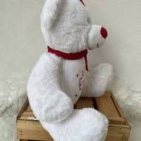 Kuscheltier Teddybär mit Weihnachtsmütze mit Namen + Sternen bestickt, personalisierte Geschenkidee Baby zu Weihnachte Bild 5