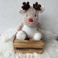 Kuscheltier Teddybär mit Weihnachtsmütze mit Namen + Sternen bestickt, personalisierte Geschenkidee Baby zu Weihnachte Bild 7