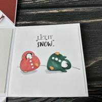 weihnachtliche Geschenkverpackung, Explosionsbox 10 x 10 cm, Pinguine und Schneemänner Bild 8