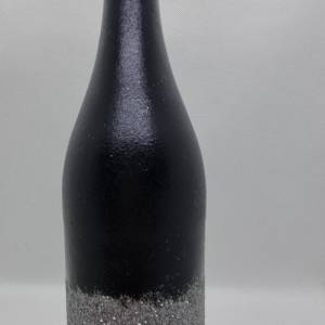 Dekorative Flasche in Schwarz und Silber, handbemalt Bild 3