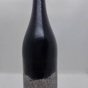 Dekorative Flasche in Schwarz und Silber, handbemalt Bild 6