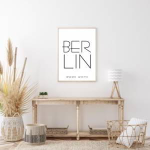 Poster BERLIN mit Koordinaten | Heimatstadt | Stadtposter | Personalisiert | Stadt Geschenk | Kunstdruck | Umzug Einzug Bild 1