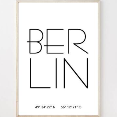 Poster BERLIN mit Koordinaten | Heimatstadt | Stadtposter | Personalisiert | Stadt Geschenk | Kunstdruck | Umzug Einzug