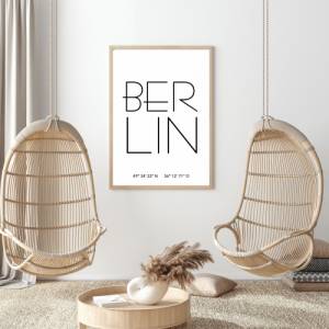 Poster BERLIN mit Koordinaten | Heimatstadt | Stadtposter | Personalisiert | Stadt Geschenk | Kunstdruck | Umzug Einzug Bild 3