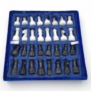 Schachspiel gerade Kante Olivenholz Schachbrett Gr. M inkl. 32er  Schachfiguren aus Marmor Farbe wählbar Handemacht Bild 5