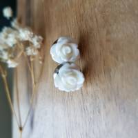 kleine Blumen Ohrstecker silberfarbe Ohrringe rot schwarz weiß türkis Bild 6