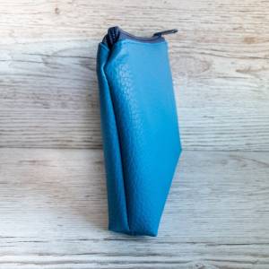 Kosmetiktasche klein aus Kunstleder / Make up tasche blau / Taschenorganizer mit Reißverschluss / Marpoh Bild 4