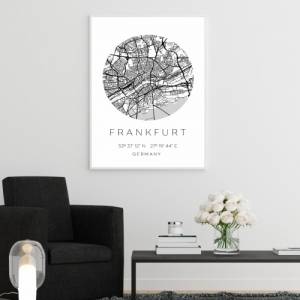 Poster FRANKFURT STADTPLAN mit Koordinaten | Heimatstadt | Stadtposter | Personalisiert | Map | Karte Geschenk | Kunstdr Bild 2