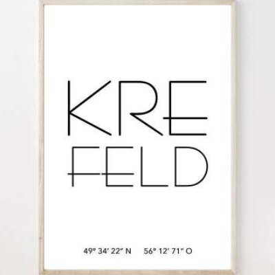 Poster KREFELD mit Koordinaten | Heimatstadt | Stadtposter | Personalisiert | Stadt Geschenk | Kunstdruck | Umzug Einzug