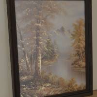 Kunstdruck unter Glas mit Holzrahmen Mahagonie, See, Berge, Bäume, ADINA Bild 2