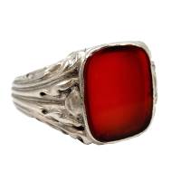 835 Silber Ring mit rotem Karneol aus den 40er Jahren RG 65 Bild 1