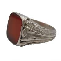 835 Silber Ring mit rotem Karneol aus den 40er Jahren RG 65 Bild 3