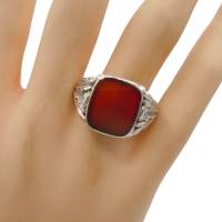 835 Silber Ring mit rotem Karneol aus den 40er Jahren RG 65 Bild 5