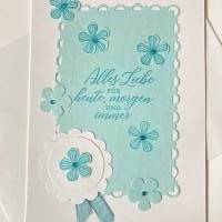 Glückwunschkarte Geburtstagskarte Handarbeit Handgefertigt Babyblau  Karte UNIKAT Bild 2