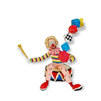 Moderne Skulptur Pop Art "Clown jongliert auf Trommel" Schreibtisch Dekoration