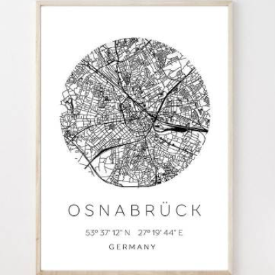Poster OSNABRÜCK STADTPLAN mit Koordinaten | Heimatstadt | Stadtposter | Personalisiert | Map | Karte Geschenk | Kunstdr