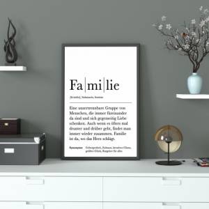 Poster FAMILIE | Danke | Family | Geschenk | Definition | Schwangerschaft | Geschwister | Geburtstag | Kunstdruck | Elte Bild 2