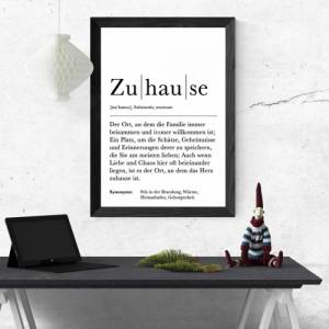 Poster ZUHAUSE | Danke | Zuhause | Geschenk | Definition | Schwangerschaft | Vorfreude | Geburtstag | Kunstdruck | Famil Bild 1