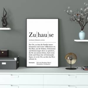Poster ZUHAUSE | Danke | Zuhause | Geschenk | Definition | Schwangerschaft | Vorfreude | Geburtstag | Kunstdruck | Famil Bild 2