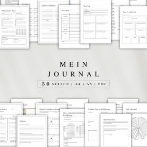 Mein Journal als PDF Version in deutsch (A4 & A5) | 50 minimalistische Tagebuchseiten A4 | Zum ausdrucken oder digital a Bild 1