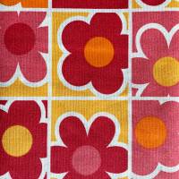 Baumwolle - Retro Blumen - orange rot Bild 1