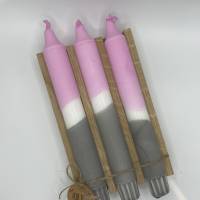 Dip Dye Kerzen - 3 Stabkerzen “Rosa Grau“ in Geschenkkiste - Weihnachten - Holzbox Bild 2
