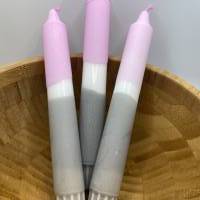 Dip Dye Kerzen - 3 Stabkerzen “Rosa Grau“ in Geschenkkiste - Weihnachten - Holzbox Bild 4