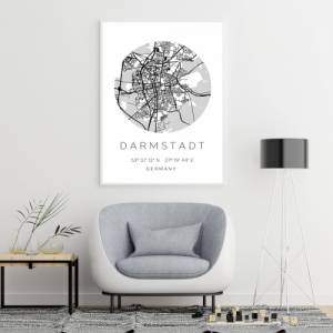 Poster DARMSTADT STADTPLAN mit Koordinaten | Heimatstadt | Stadtposter | Personalisiert | Map | Karte Geschenk | Kunstdr Bild 4