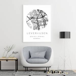 Poster LEVERKUSEN STADTPLAN mit Koordinaten | Heimatstadt | Stadtposter | Personalisiert | Map | Karte Geschenk | Kunstd Bild 4