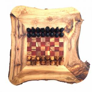 Schachspiel rustikal, Schachtisch Gr. S inkl. 32er Schachfiguren, handgefertigt aus Olivenholz, Schach Geschenk. Bild 5