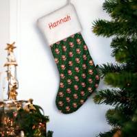XXL Nikolausstiefel mit Namen bestickt - „grüne Weihnachtsmänner“ Bild 1