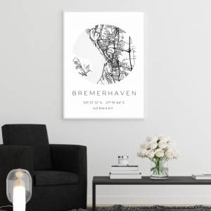 Poster BREMERHAVEN STADTPLAN mit Koordinaten | Heimatstadt | Stadtposter | Personalisiert | Map | Karte Geschenk | Kunst Bild 2