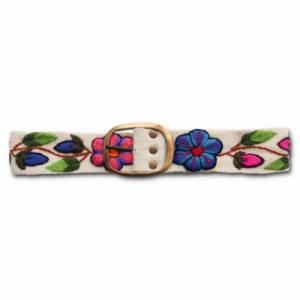 Bestickter Gürtel, Boho Damengürtel Weiß, Peruanischer Gürtel mit bunter Blumen Bestickung, Handgemachter Webgürtel Bild 1