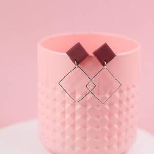 Minimalistische Hängeohrringe - Geometrische Hängeohrringe aus Polymer Clay – in über 40 Farben erhältlich – silberne od Bild 6