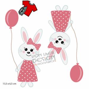 Bügelbild Hasenmädchen mit Ballon Bild 1