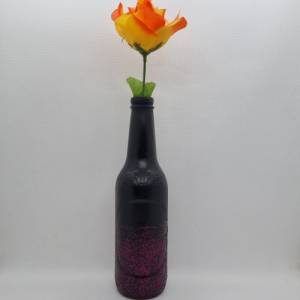 Kleine Vase in Schwarz und Pink, handbemalt Bild 3