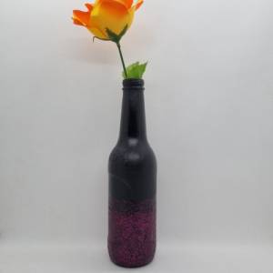Kleine Vase in Schwarz und Pink, handbemalt Bild 4