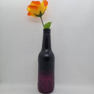 Kleine Vase in Schwarz und Pink, handbemalt Bild 5