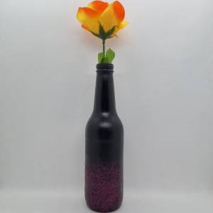 Kleine Vase in Schwarz und Pink, handbemalt Bild 6
