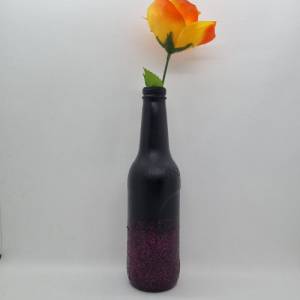 Kleine Vase in Schwarz und Pink, handbemalt Bild 7