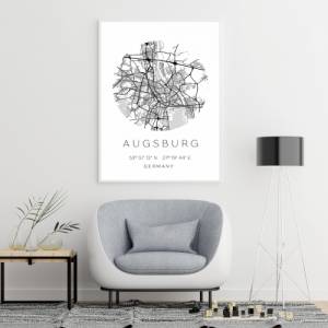 Poster AUGSBURG STADTPLAN mit Koordinaten | Heimatstadt | Stadtposter | Personalisiert | Map | Karte Geschenk | Kunstdru Bild 4