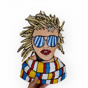 Dekoration Skulptur "Frau mit Sonnenbrille und Schal" Büste Pop Art Bild 3