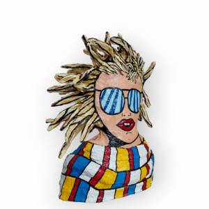 Dekoration Skulptur "Frau mit Sonnenbrille und Schal" Büste Pop Art Bild 9