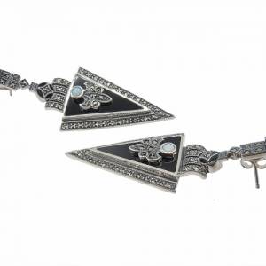 925 Silber Art Deco Ohrringe mit Onyx, Opal und Markasiten Bild 2