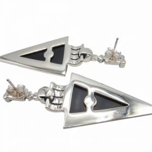 925 Silber Art Deco Ohrringe mit Onyx, Opal und Markasiten Bild 4