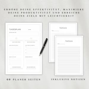 Produktivitätsplaner als PDF Version in Deutsch (A4 & A5) | 60 minimalistische Planerseiten zum ausdrucken oder digital Bild 3