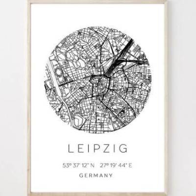 Poster LEIPZIG STADTPLAN mit Koordinaten | Heimatstadt | Stadtposter | Personalisiert | Map | Karte Geschenk | Kunstdruc